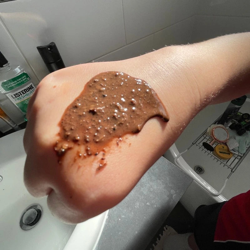 Choco scrub rub on hand 